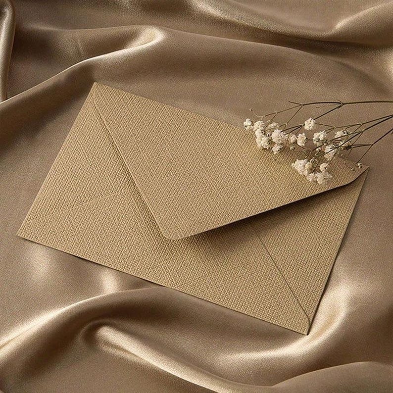 Crimson Linen Envelopes with Kraft Paper, Romantic Stationery Kit