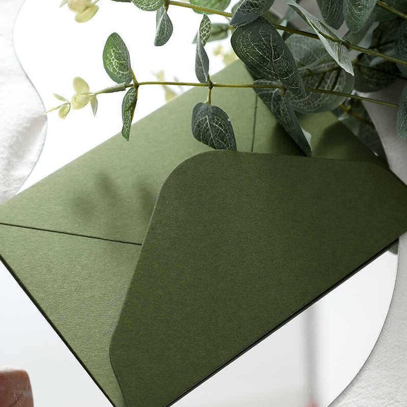 Set of 5 Avocado Green Greeting Card Minimalist Olive Note for Beginners