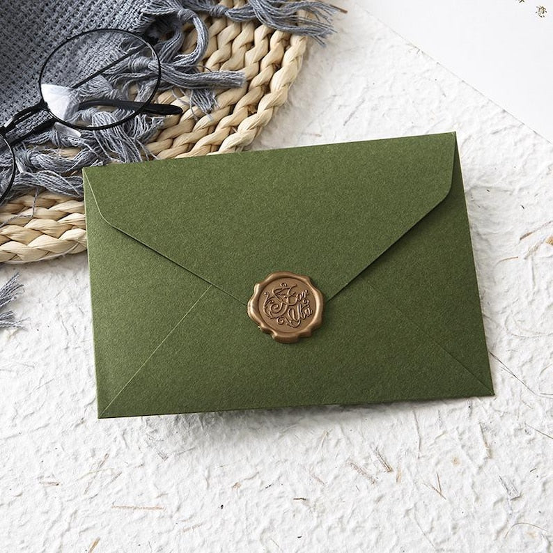 Set of 5 Avocado Green Greeting Card Minimalist Olive Note for Beginners
