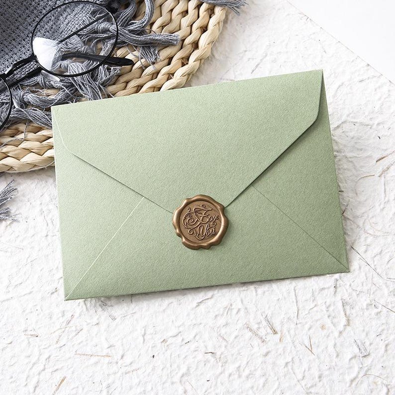 Set of 5 Avocado Green Greeting Card Minimalist Olive Note for Beginners