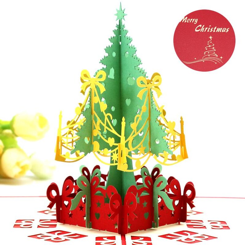Christmas Tree Pop Up Card 3D Holiday Greeting Card for Family Gift
