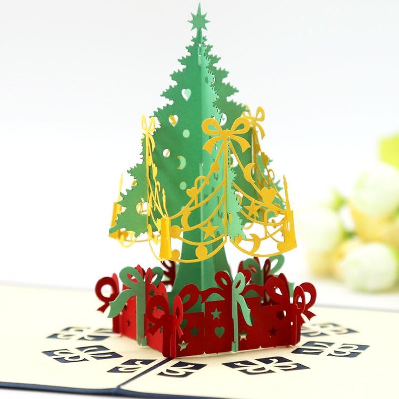 Christmas Tree Pop Up Card 3D Holiday Greeting Card for Family Gift