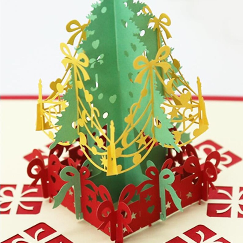 Christmas Tree Pop Up Card 3D Holiday Greeting Card for Family Gift