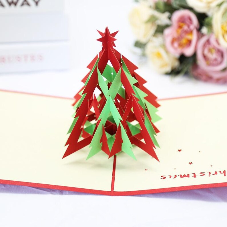 Christmas Tree Pop Up Card 3D Holiday Greeting Card for Family Gift