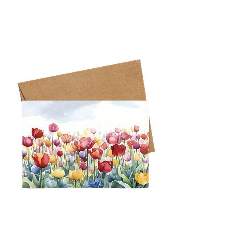 Watercolor Floral Love Cards, Romantic Blank Notes with Envelopes 12Pcs